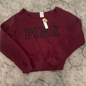 PINK Victoria's Secret Off the Shoulder Maroon Sweater